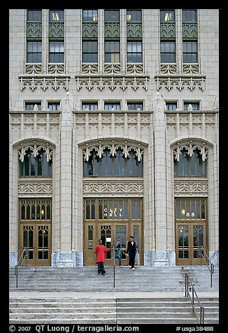 People on stairs in front of the City Hall. Atlanta, Georgia, USA