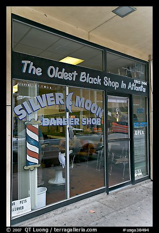 Silver Moon barber shop, oldest black shop in Atlanta. Atlanta, Georgia, USA (color)