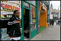 Man standing in front of music store, sweet Auburn. Atlanta, Georgia, USA