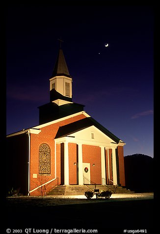 Church and moonrise. Georgia, USA (color)