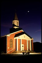 Church and moonrise. Georgia, USA