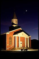 Church and moonrise. Georgia, USA (color)