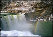 Double rainbow over Cumberland Falls in winter. Kentucky, USA