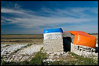 Modules of cotton stored at edge of field. Louisiana, USA (color)