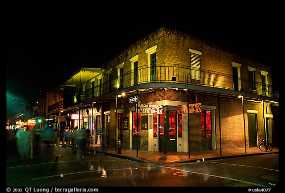 Maison Bourbon, on Bourbon Street, French Quarter. New Orleans, Louisiana, USA (color)