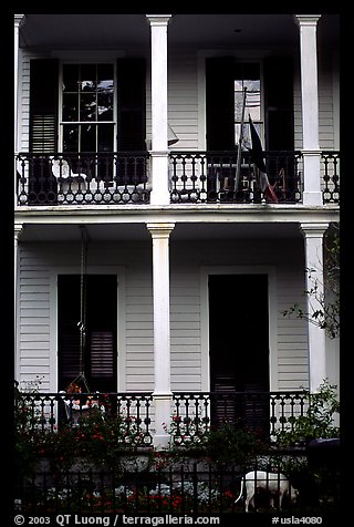 Mansion facade in Southern style, Garden Distric. New Orleans, Louisiana, USA (color)