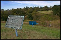 Union position markers on battlefield, Vicksburg National Military Park. Vicksburg, Mississippi, USA (color)