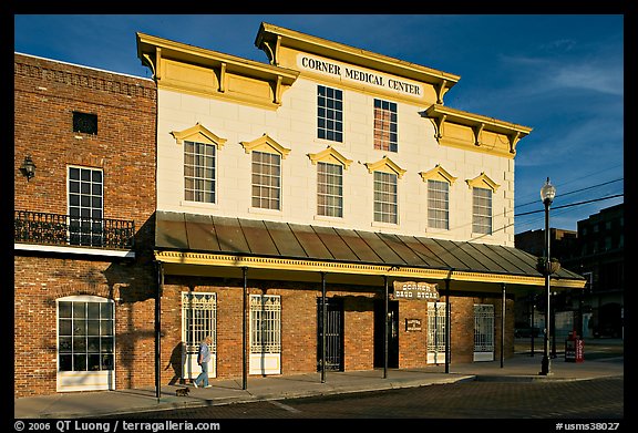Corner historic drugstore and medical center. Vicksburg, Mississippi, USA