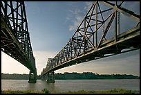 Bridges spanning the Mississippi River. Natchez, Mississippi, USA (color)