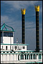 Smokestacks of the Isle of Capri Riverboat. Natchez, Mississippi, USA (color)