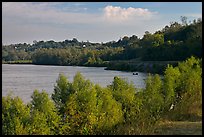 Banks of the Mississippi River with small boat. Natchez, Mississippi, USA