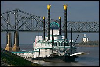 Paddle steamer and bridge. Natchez, Mississippi, USA ( color)