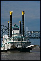 Riverboat and bridge. Natchez, Mississippi, USA ( color)