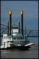 Riverboat and bridge. Natchez, Mississippi, USA