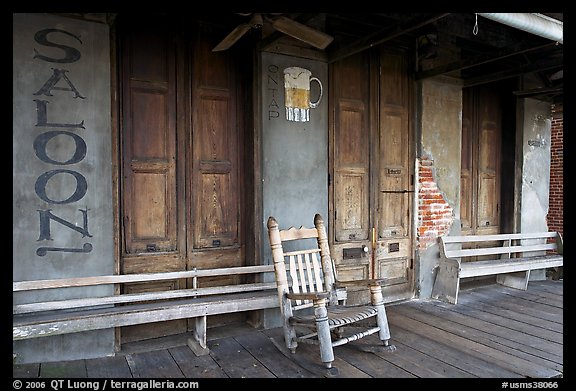 Saloon Porch, Natchez under-the-hill. Natchez, Mississippi, USA (color)