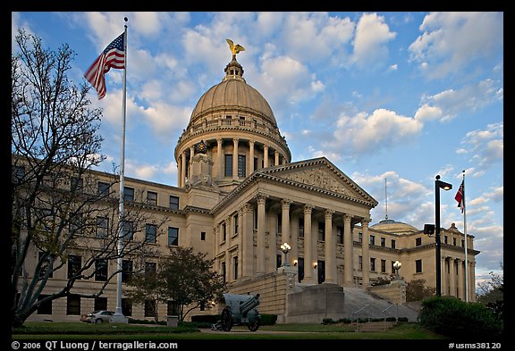 New Mississippi Capitol, sunset. Jackson, Mississippi, USA (color)