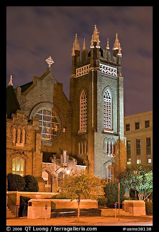 St Andrew Episcopal Cathedral at night. Jackson, Mississippi, USA (color)
