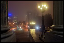 Streets on foggy night seen from state capitol. Columbia, South Carolina, USA (color)