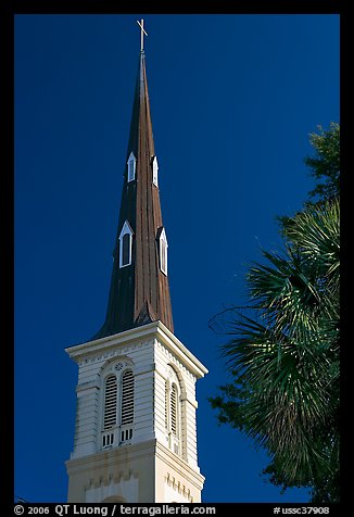 Tall church steeple. Charleston, South Carolina, USA