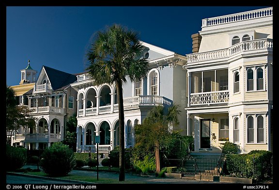 Row of Antebellum houses. Charleston, South Carolina, USA