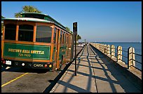 Waterfront promenade with shuttle bus. Charleston, South Carolina, USA