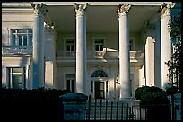 Greek revival facade with weathered  pilars. Charleston, South Carolina, USA