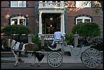 Horse carriage in front of historic mansion. Charleston, South Carolina, USA ( color)