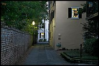 Alley at dusk. Charleston, South Carolina, USA