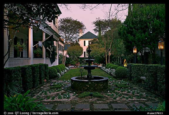 House garden at dusk. Charleston, South Carolina, USA