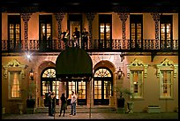 Mills house hotel facade with balconies at night. Charleston, South Carolina, USA ( color)