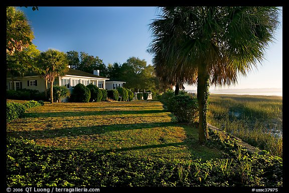 House with yard by the bay. Beaufort, South Carolina, USA