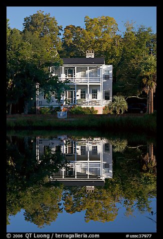 House reflected in pond. Beaufort, South Carolina, USA