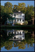 House reflected in pond. Beaufort, South Carolina, USA (color)
