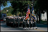 US Navy marching during parade. Beaufort, South Carolina, USA (color)