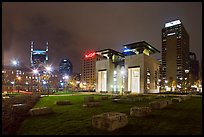 Skyline seen from Bicentenial Park by night. Nashville, Tennessee, USA (color)