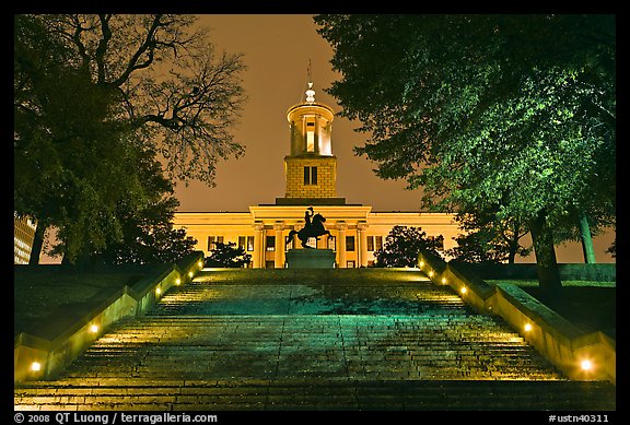 Tennessee State Capitol and stairs. Nashville, Tennessee, USA