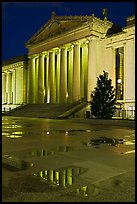 War memorial and reflections by night. Nashville, Tennessee, USA (color)