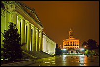 War Memorial and State Capitol by night. Nashville, Tennessee, USA