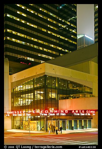 Tennessee Performing Arts Center and downtown buildings. Nashville, Tennessee, USA