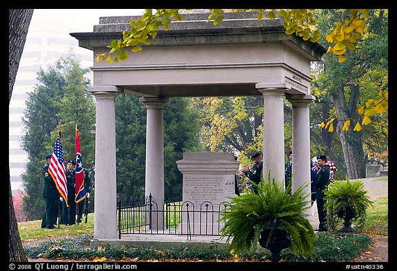 Memorial in gardens of state capitol. Nashville, Tennessee, USA (color)