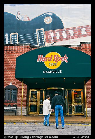 Entrance and mural, Hard Rock Cafe. Nashville, Tennessee, USA