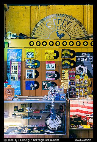 Vinyl records on display, Sun record company. Nashville, Tennessee, USA (color)