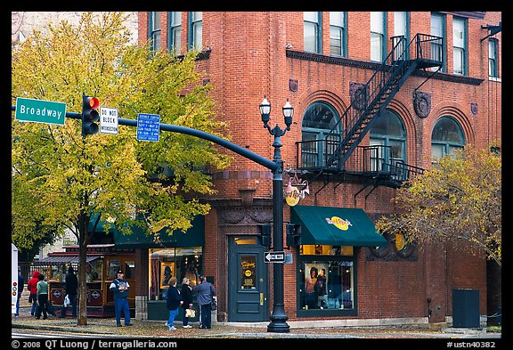 Brick building at street corner. Nashville, Tennessee, USA