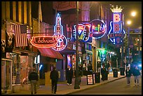 Beale Street sidewalk by night. Memphis, Tennessee, USA (color)