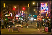 Beale Street at night. Memphis, Tennessee, USA