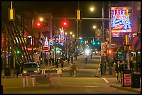 Beale Street at night. Memphis, Tennessee, USA (color)