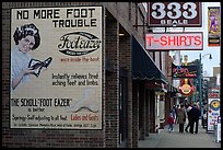 Old advertising on brick building and sidewalk, Beale street. Memphis, Tennessee, USA ( color)