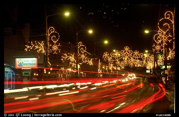 Christmas lights and traffic. Tennessee, USA (color)