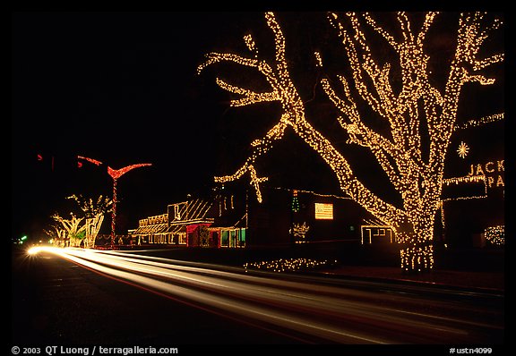 Christmas lights and traffic. Tennessee, USA (color)