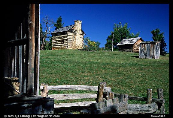 Cabins, Booker T. Washington National Monument. Virginia, USA (color)
